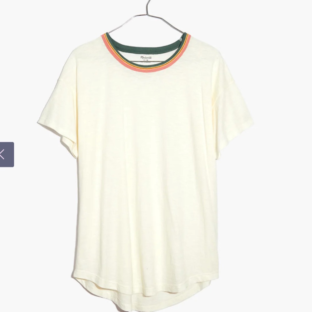 Madewell Whisper Cotton Ringer Ivory Tee in‎ Burbank Stripe